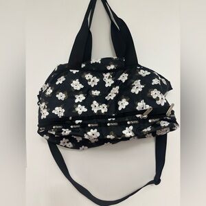 LeSport Sac Weekend Duffle - Black with White Flowers